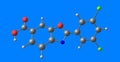 Tafamidis molecular structure isolated on blue