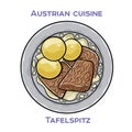 Tafelspitz is a classic Viennese dish of boiled beef, typically served with a side of apple horseradish, creamed spinach, and