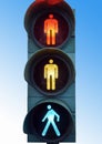 Taffic light for pedestrians  with blue sky background Royalty Free Stock Photo