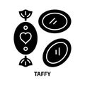 taffy icon, black vector sign with editable strokes, concept illustration
