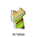 At Tafilah on a geographical map of Jordan, Vector Design Template. Editable Stroke