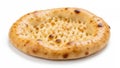 Taftoon Bread Isolated on White Background Middle Eastern Flatbread Oval Shape Tan Color with Pitted Surface Freshly Royalty Free Stock Photo