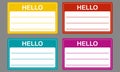 Tag badge holder or name introduction label. Vector Illustration. Colorful name tag set. Royalty Free Stock Photo