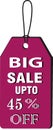 Tag big sale up to 45 % off multi color black and brown and dark voilet pink logo buttun images Royalty Free Stock Photo