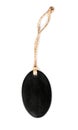 Tag black oval plastic with rope