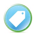 Tag icon natural aqua cyan blue round button Royalty Free Stock Photo