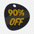 Tag ninety percent discount icon, cartoon style Royalty Free Stock Photo