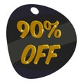Tag ninety percent discount icon, cartoon style Royalty Free Stock Photo