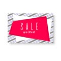 Tag sale 70% off Banner of polygons and stripes lines on a white background Modern design element of advertising sales promotions Royalty Free Stock Photo