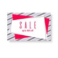 Tag sale 90% off Banner of polygons and stripes lines on a white background Modern design element of advertising sales promotions Royalty Free Stock Photo