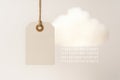 Tag on a string next to the cloud and binary code. Space for text. Royalty Free Stock Photo