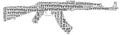 Tag or word cloud war or terrorism related in shape of ak-47