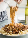 Tagaliatelle with Ragu Sauce Royalty Free Stock Photo