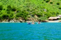 TAGANGA, COLOMBIA - OCTOBER 19, 2017: Unidentified tourists at the beautiful caribbean beach during a beautiful sunny