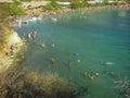 Taganga Crowded Beach in Colombia Royalty Free Stock Photo