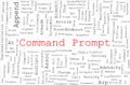 Tagcloud made of Command Prompt commands randomly placed on a white background