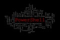 Tagcloud made of PowerShell commands placed on a black background