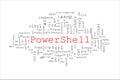 Tagcloud made of PowerShell commands placed on a white background