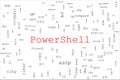 Tagcloud made of PowerShell commands randomly placed on a white background
