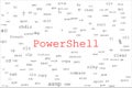 Tagcloud made of PowerShell commands randomly placed on a white background