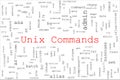 Tagcloud made of Unix commands randomly placed on a white background