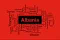 Tagcloud of the most populous cities in Albania