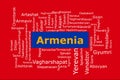Tagcloud of the most populous cities in Armenia
