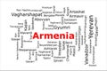 Tagcloud of the most populous cities in Armenia