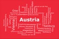 Tagcloud of the most populous cities in Austria