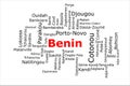 Tagcloud of the most populous cities in Benin