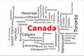 Tagcloud of the most populous cities in Canada