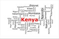 Tagcloud of the most populous cities in Kenya