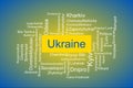 Tagcloud of the most populous cities in Ukraine with title \