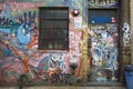 Tagged door and wall with graffiti in Williamsburg Brooklyn