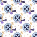 Tagged seamless movie clap pattern, oscars, movie ribbon, movie