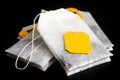 Tagged teabags with string. Royalty Free Stock Photo