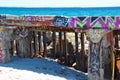 Tagging Details: Breakwater in Fremantle, Western Australia Royalty Free Stock Photo