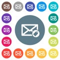 Tagging mail flat white icons on round color backgrounds