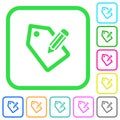 Tagging with pencil vivid colored flat icons icons