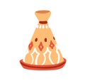 Tagine dish, traditional Moroccan kitchen vessel with conical lid. Tajine, Morocco ceramic pot for national food. Maroc