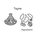 Tagine icon. Arabian meat and vegetables pot cooked dish recipe simple vector illustration Royalty Free Stock Photo