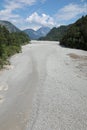 Tagliamento river in Italy without water during the drought and