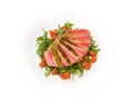 Tagliata tuna with arugula and cherry tomatoes Royalty Free Stock Photo