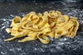 Tagliatelle On a Black Dusted Surface Royalty Free Stock Photo