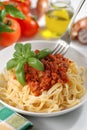 Tagliatelle with meat sauce Royalty Free Stock Photo