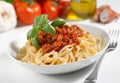 Tagliatelle with meat sauce Royalty Free Stock Photo