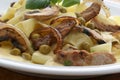 tagliatelle with organic pork goulash Royalty Free Stock Photo