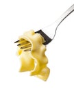 Tagliatelle Pasta on a fork isolated background Royalty Free Stock Photo