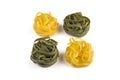 Tagliatelle pasta. Green and yellow Royalty Free Stock Photo