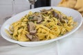 Tagliatelle with porcini mushrooms Royalty Free Stock Photo